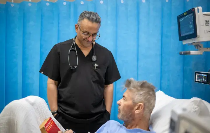Staff member with patient
